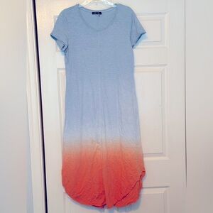 Blue and Orange Ombre Maxi Dress